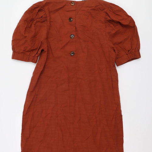 Next Women's Brown Puff Sleeve Dress Size 14