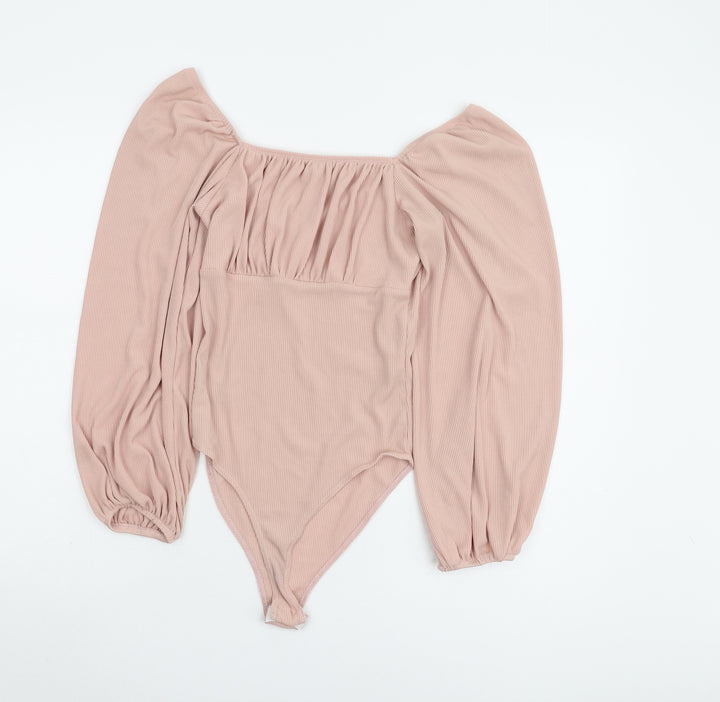 New Look Women's Pink Off-Shoulder Bodysuit Size 8