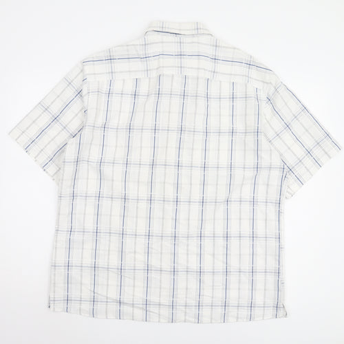 Marks and Spencer Men's White Plaid Button-Up Shirt L