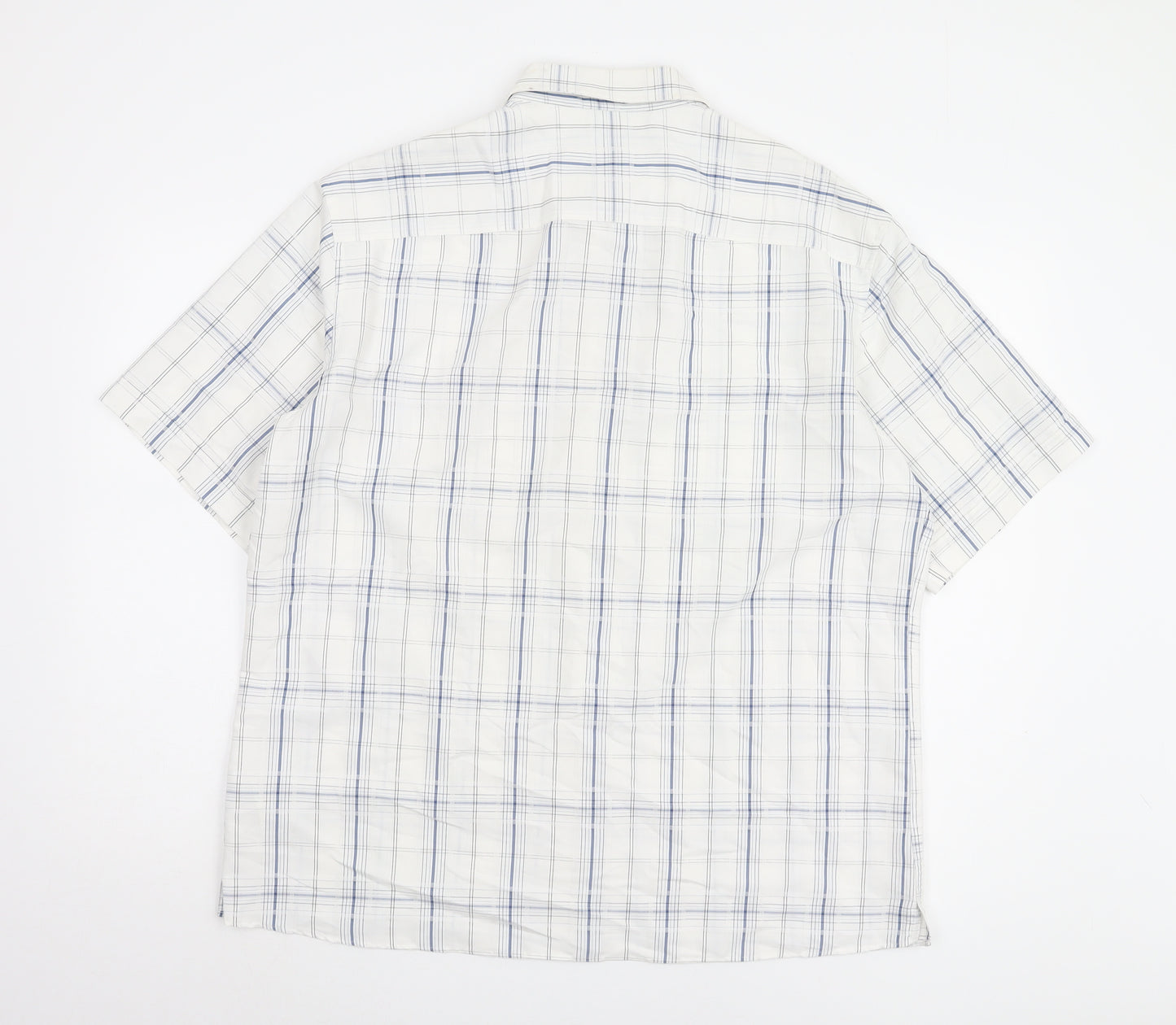 Marks and Spencer Men's White Plaid Button-Up Shirt L