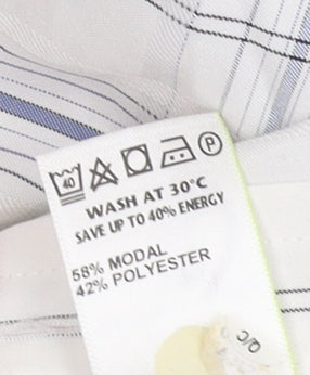 Marks and Spencer Men's White Plaid Button-Up Shirt L