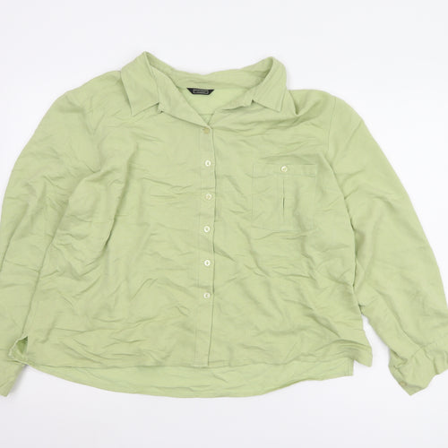 Debenhams Women's Green Button-Up Shirt Size 18
