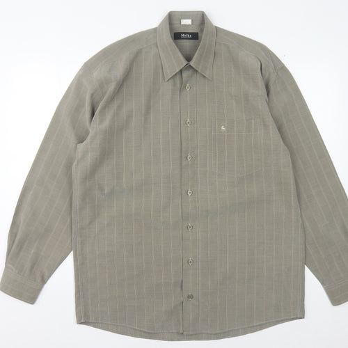 Melka Men's Grey Striped Button-Up Shirt - Size M