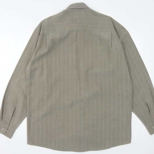 Melka Men's Grey Striped Button-Up Shirt - Size M