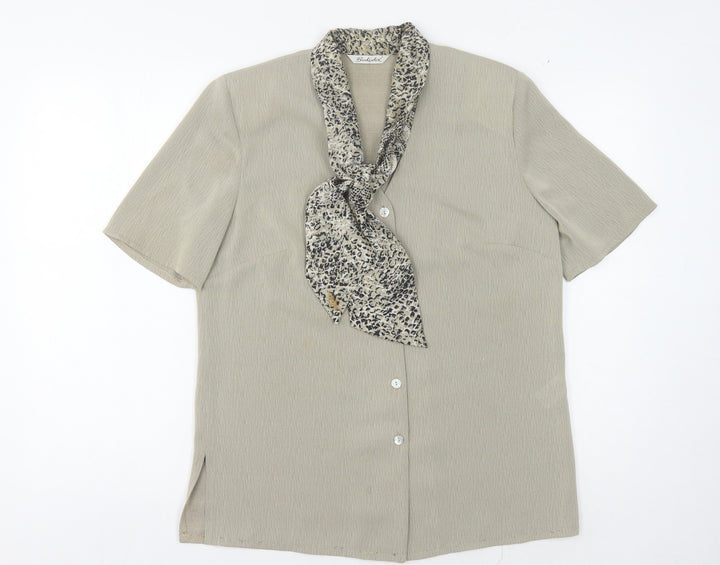Berkertex Women's Beige Blouse - Size 12, Collared