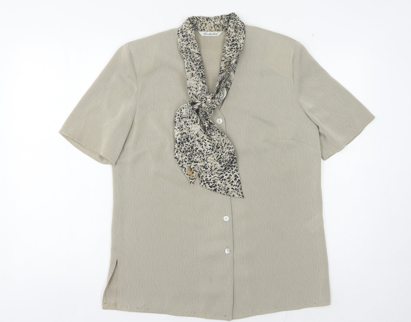 Berkertex Women's Beige Blouse - Size 12, Collared