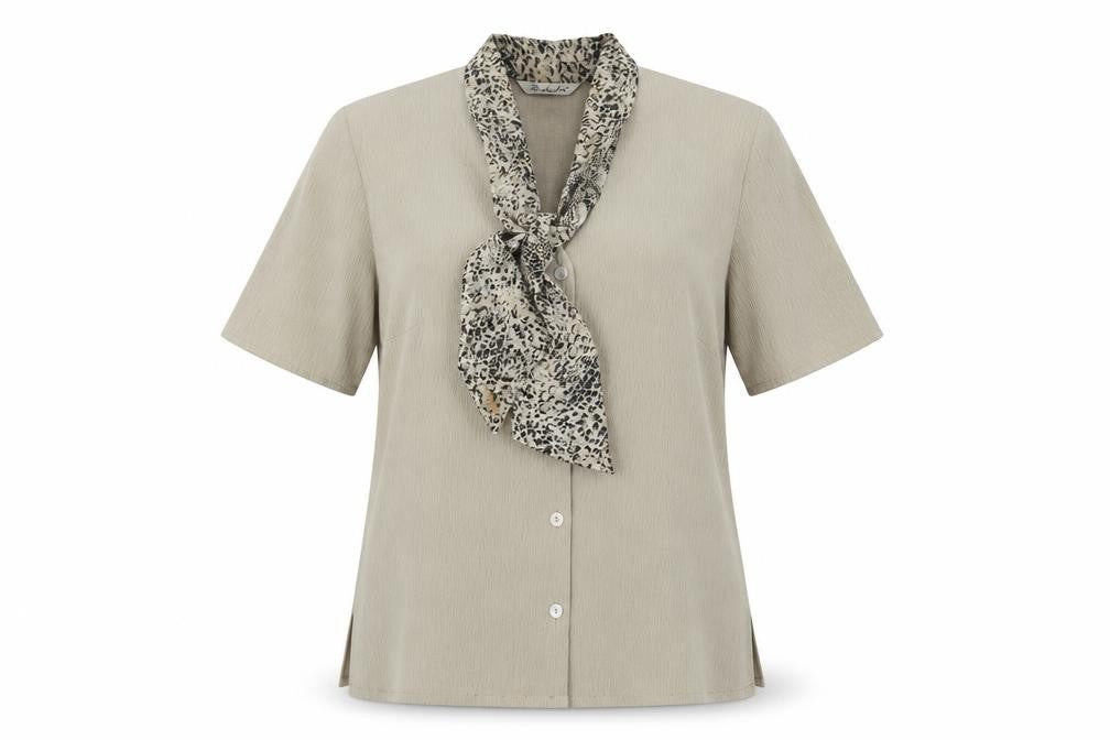 Front view of Berkertex Women's Beige Blouse -, size 12, Collared
