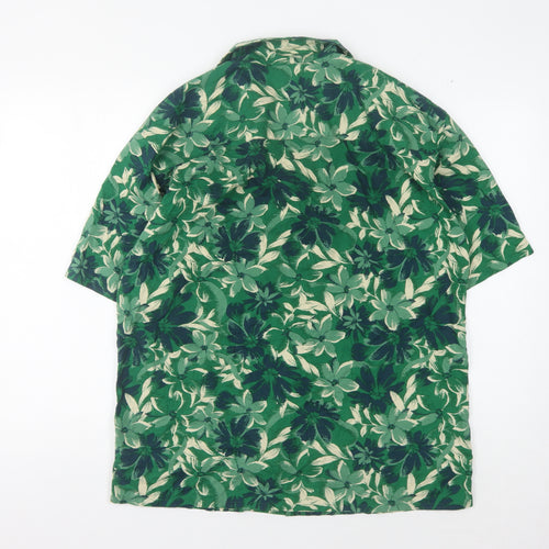 UNIQLO Men's Green Floral Short Sleeve Shirt S