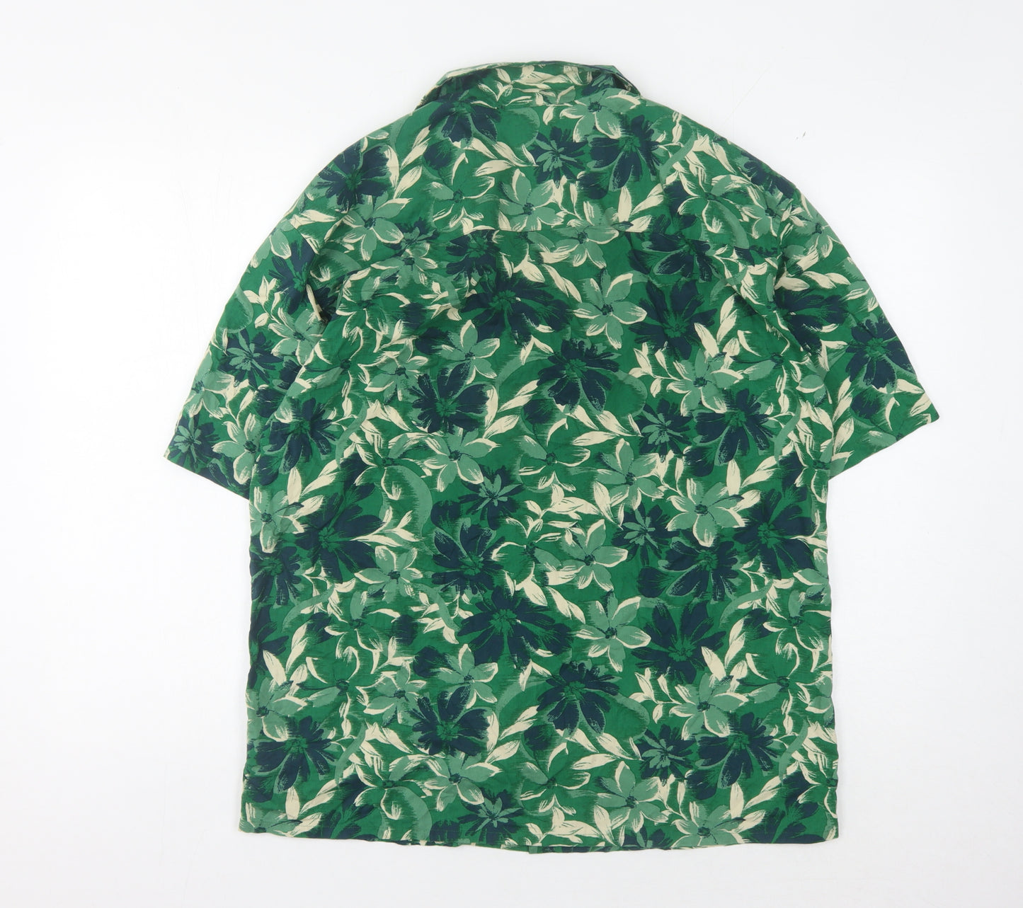 UNIQLO Men's Green Floral Short Sleeve Shirt S