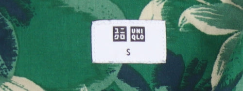 UNIQLO Men's Green Floral Short Sleeve Shirt S