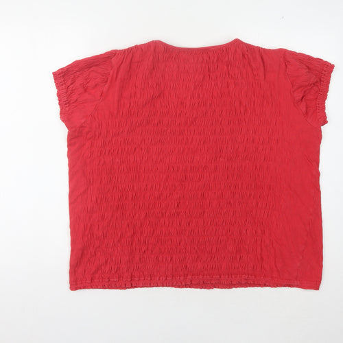 Afibel Women's Red Square Neck Relaxed T-Shirt