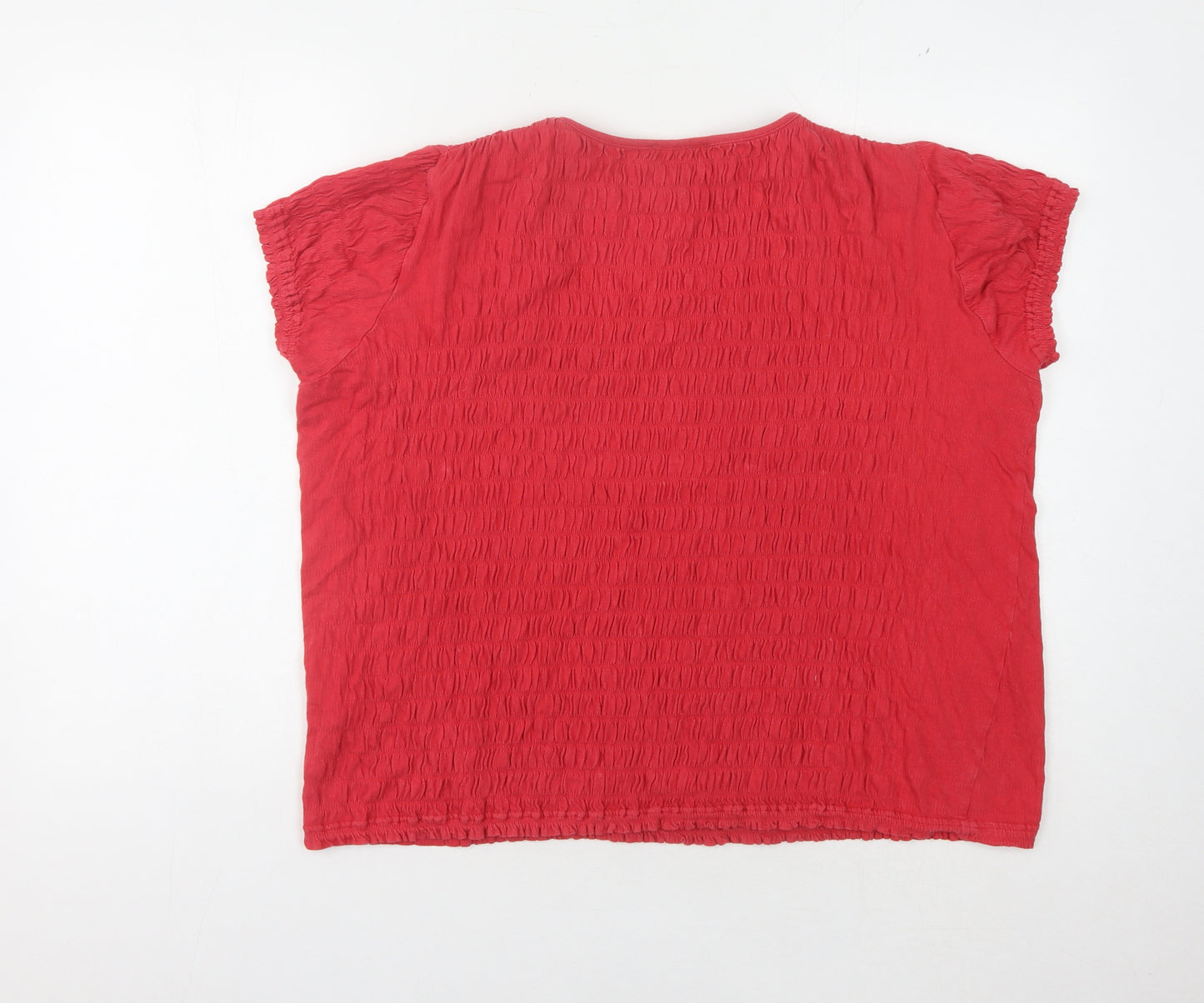 Afibel Women's Red Square Neck Relaxed T-Shirt