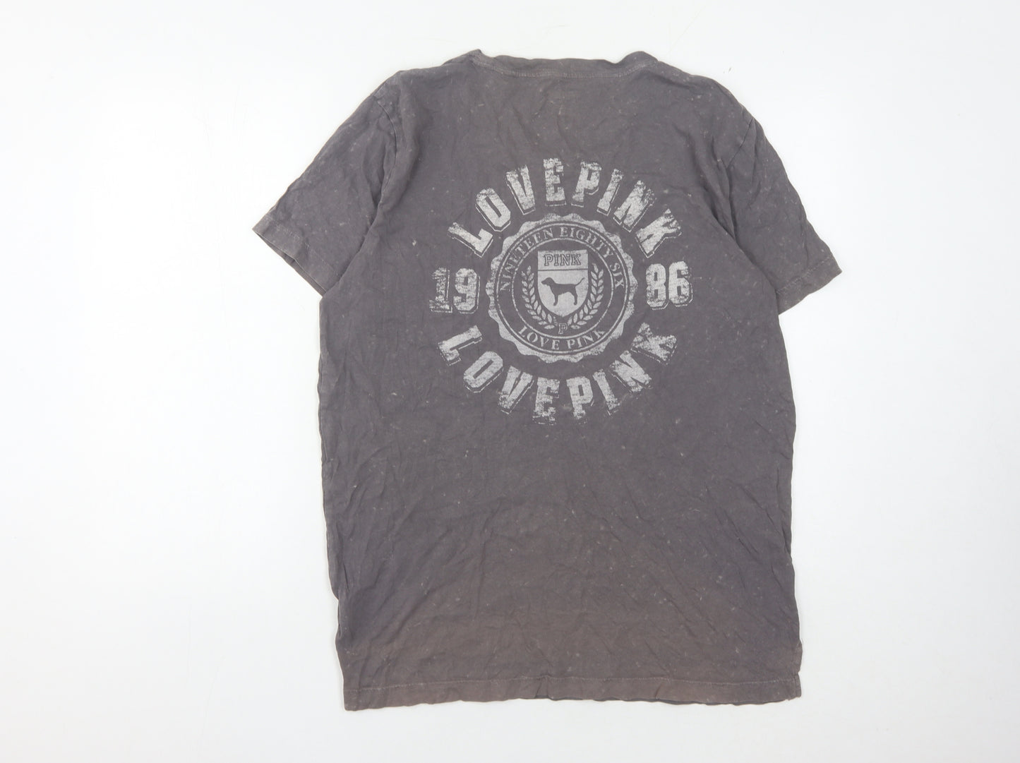 PINK Women's Grey Cotton T-Shirt M - Casual Comfort
