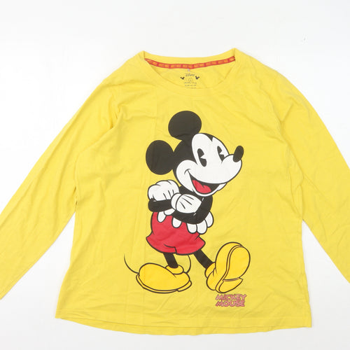 Disney Mickey Mouse Yellow T-Shirt L Unisex Long Sleeve