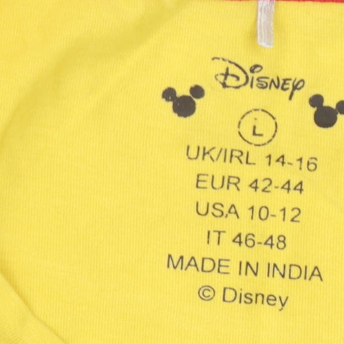 Disney Mickey Mouse Yellow T-Shirt L Unisex Long Sleeve