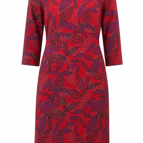 Weird Fish Women's Red Floral Dress Size 6 Boat Neck
