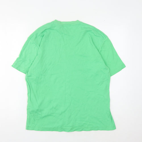 Zara Women's Green Basic T-Shirt, Size S, 100% Cotton