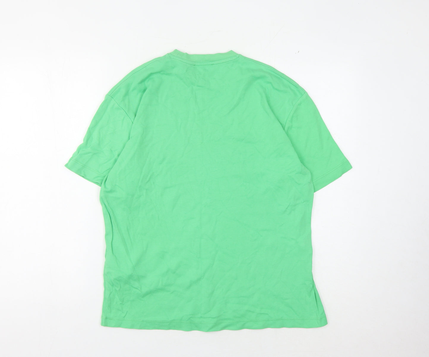 Zara Women's Green Basic T-Shirt, Size S, 100% Cotton