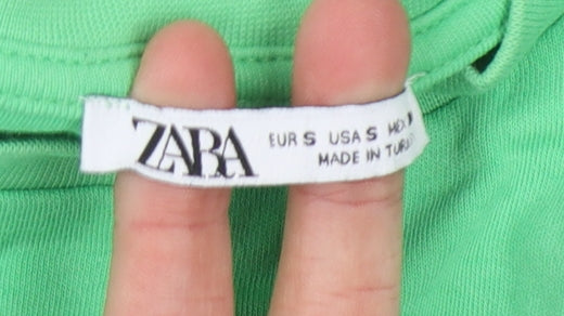 Zara Women's Green Basic T-Shirt, Size S, 100% Cotton