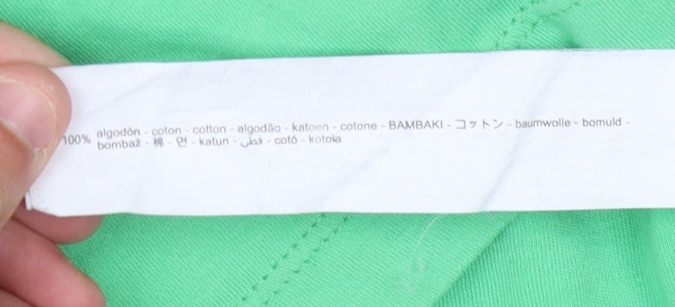 Zara Women's Green Basic T-Shirt, Size S, 100% Cotton