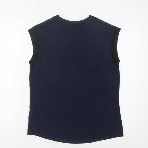 Next Women's Blue Lace Accents V-Neck Blouse Size 10