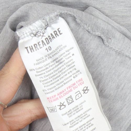 Threadbare Women's Grey T-Shirt, Size 10, Crew Neck