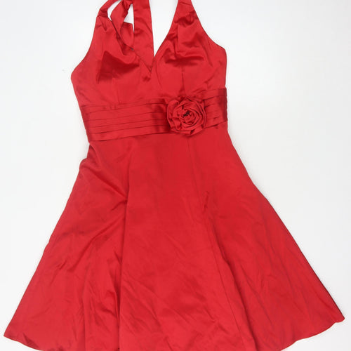 Special Edition Women's Red A-Line Halter Dress 12
