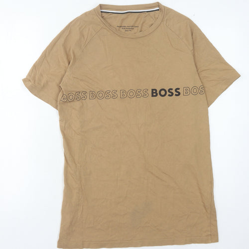 Boss Men's Beige Slim Fit Logo T-Shirt S