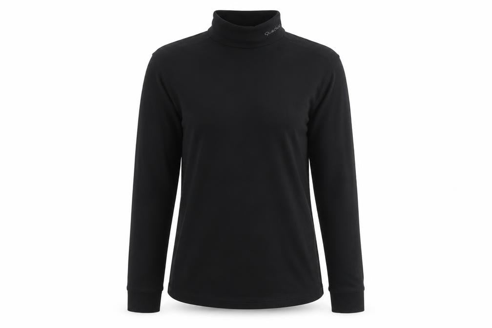 Front view of Quechua Women's Black Long Sleeve Mock Neck Shirt