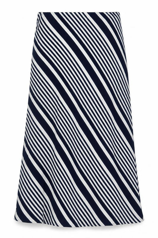 Front view of Max Studio Women's Blue Striped XL Skirt