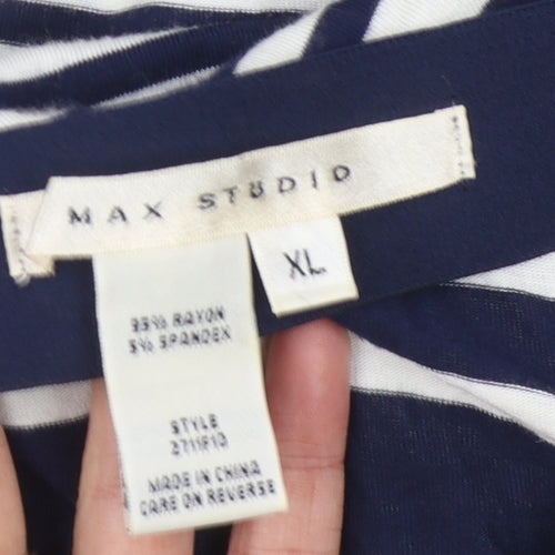 Max Studio Women's Blue Striped XL Skirt