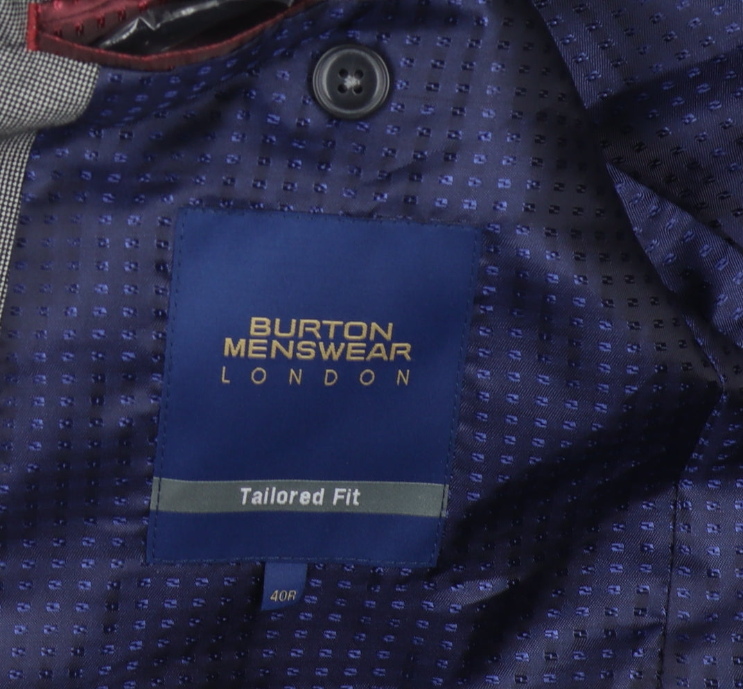 Burton Menswear Grey Blazer - 40R, Men's Tailored Fit