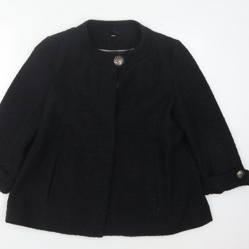 Klass Collection Women's Black Mid-Length Coat 3/4 Sleeve
