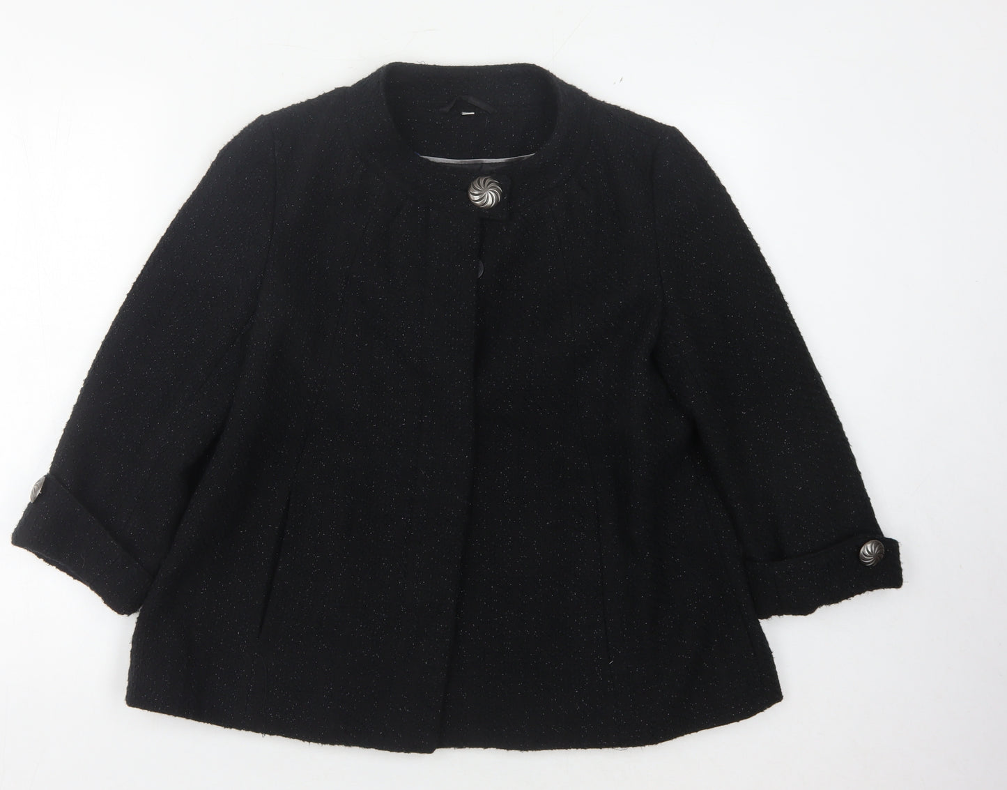 Klass Collection Women's Black Mid-Length Coat 3/4 Sleeve