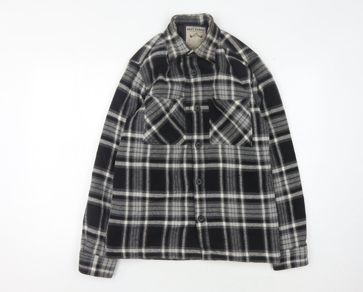 Next Men's Black Plaid Flannel Jacket S