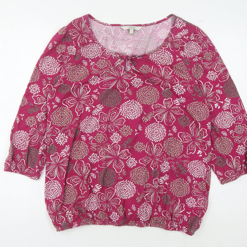 Women's Multicoloured Floral 3/4 Sleeve Top Size 14
