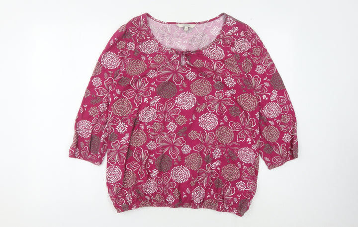 Women's Multicoloured Floral 3/4 Sleeve Top Size 14