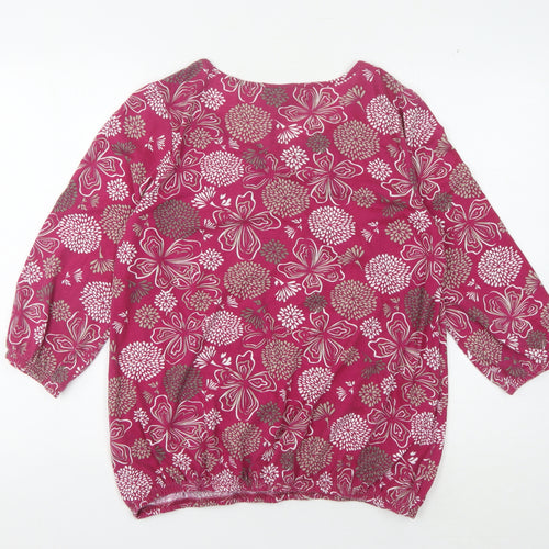 Women's Multicoloured Floral 3/4 Sleeve Top Size 14
