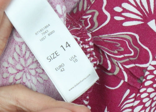 Women's Multicoloured Floral 3/4 Sleeve Top Size 14