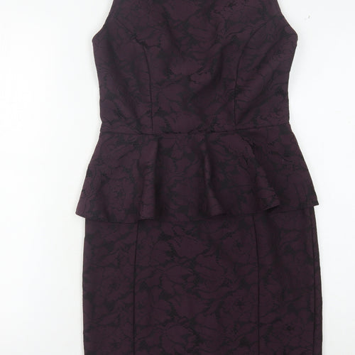Warehouse Women's Purple Peplum Pencil Dress Size 10