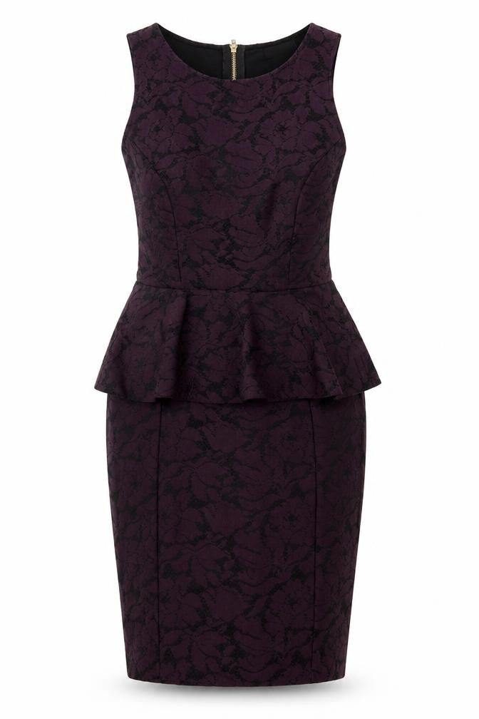 Warehouse Women's Purple Peplum Pencil Dress Size 10