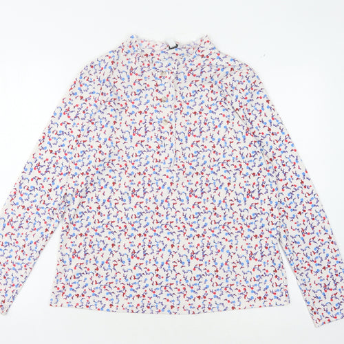 M&Co Women's Multicoloured Floral Mock Neck Top, Size 12