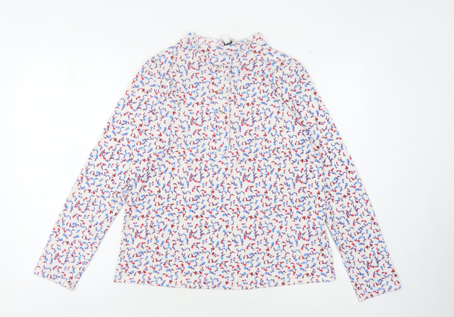 M&Co Women's Multicoloured Floral Mock Neck Top, Size 12