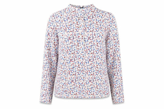 Front view of M&Co Women's Multicoloured Floral Mock Neck Top, size 12