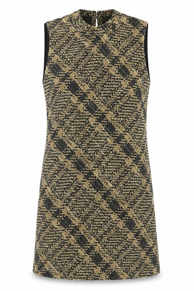 Front view of Mango Women Multicoloured Check Sleeveless Dress