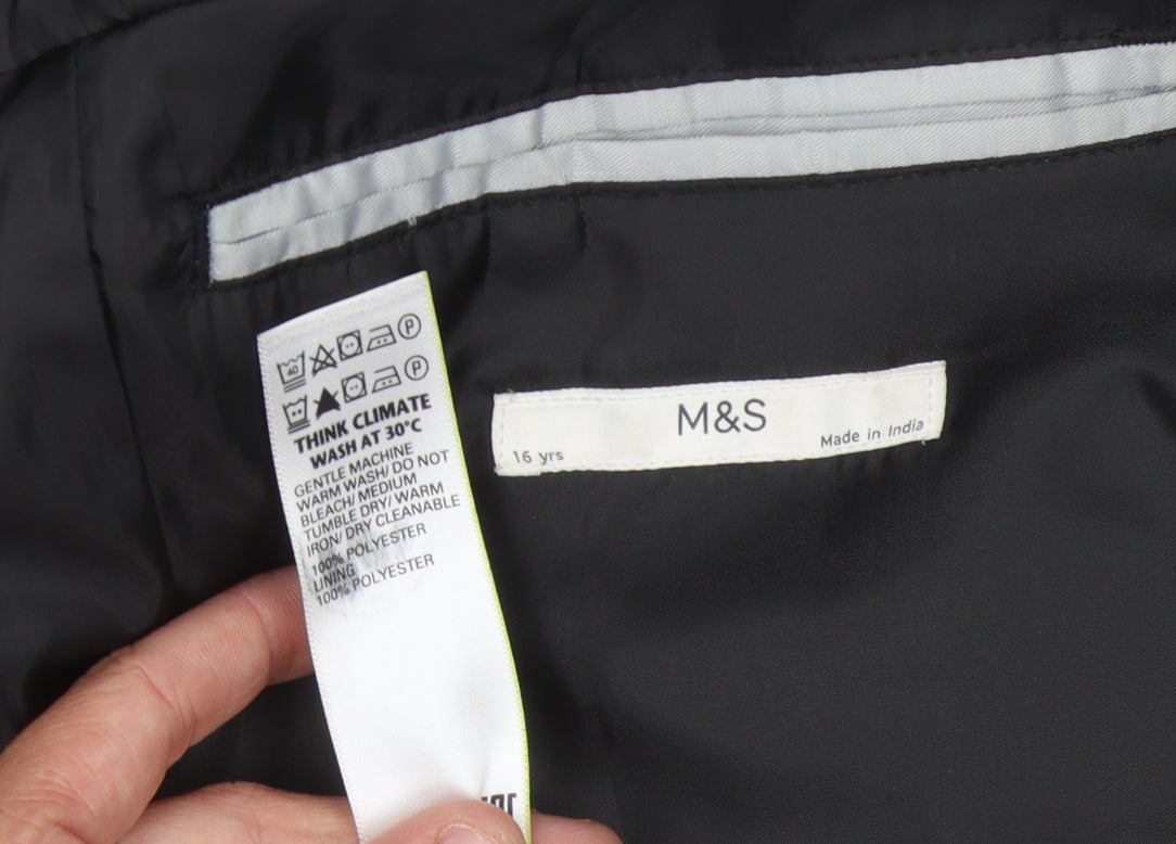 Marks and Spencer Boys Black Suit Jacket 16 Years