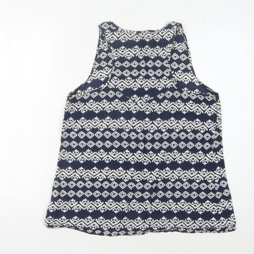 Fat Face Women's Blue Geometric Crochet Tank Top