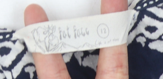 Fat Face Women's Blue Geometric Crochet Tank Top