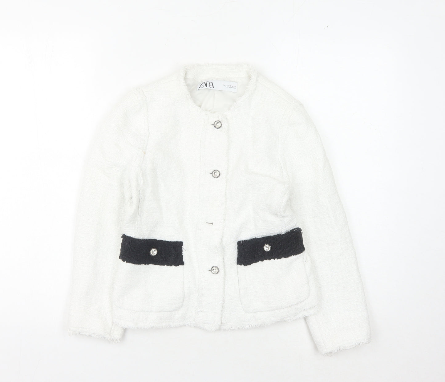 Zara Women's White Bouclé Blazer S