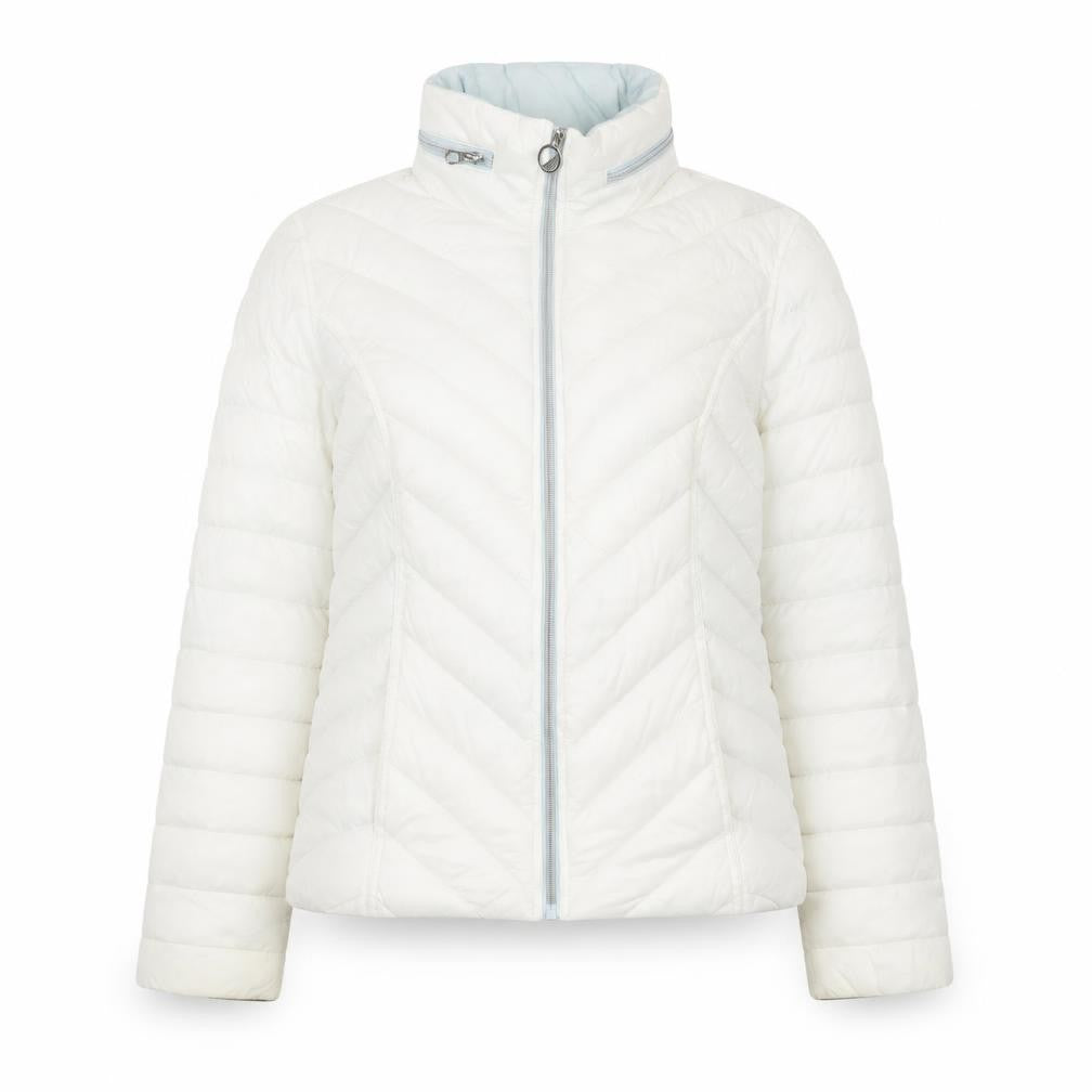 Front view of Nautica Women's Ivory Puffer Jacket L Lightweight